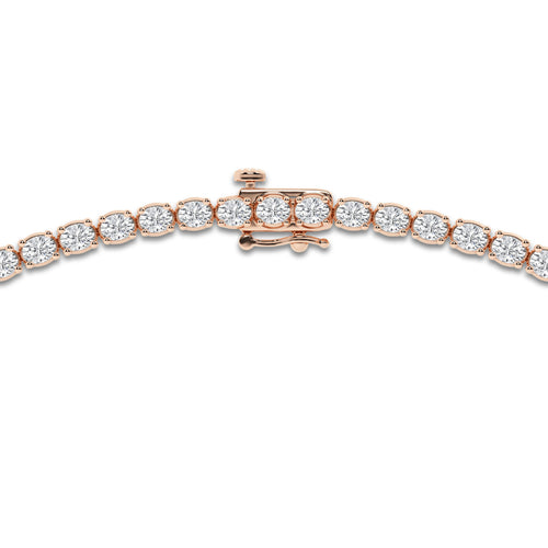 10 ctw Oval Lab Grown Diamond East West Tennis Necklace 14K Rose Gold, DE, VS1