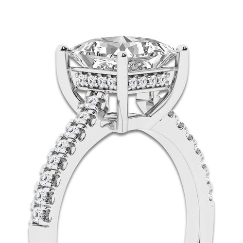 2.25 ctw Princess Lab-Grown Diamond Hidden Halo Side Stone Engagement Ring in 18K White Gold for Women | Colorless D, VVS1 Clarity, IGI Certified 2.00 ct Center Diamond