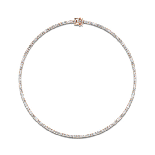 11 ctw Round Lab Grown Diamond Four-Prong Tennis Necklace 14K Rose Gold, DE, VS1