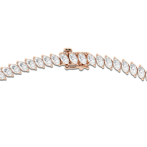 10 ctw Marquise Lab Grown Diamond Marquise Tennis Necklace 14K Rose Gold, DE, VS1