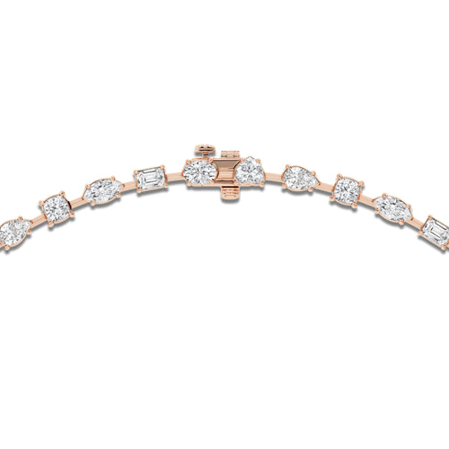 15 ctw Multi-Shape Lab Grown Diamond Tennis Necklace 14K Rose Gold, DE, VS1
