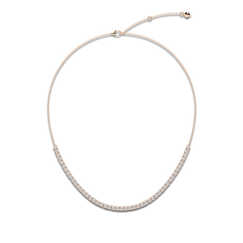 5 ctw Round Lab Grown Diamond Adjustable Choker Tennis Necklace 14K Rose Gold, DE, VS1