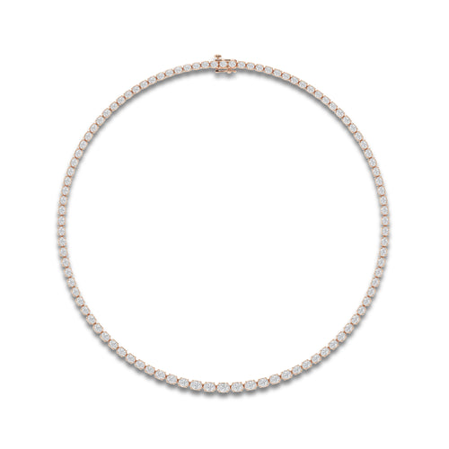 10 ctw Oval Lab Grown Diamond East West Tennis Necklace 14K Rose Gold, DE, VS1