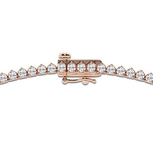 näas 10 ctw Round Lab Grown Diamond Three-Prong Tennis Necklace 14K Rose Gold, DE, VS1