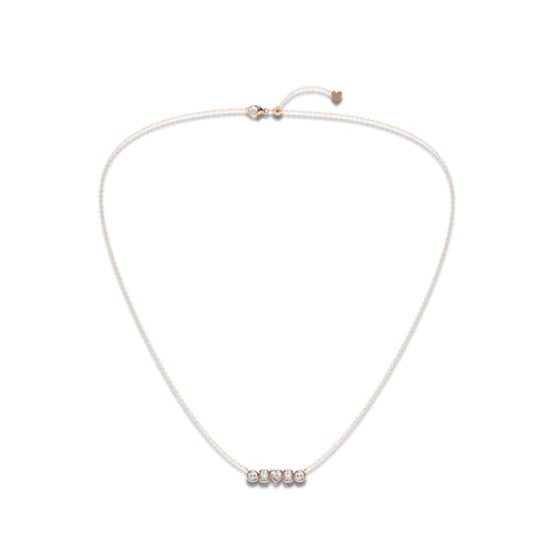 1 ctw Multi-Shape Lab Grown Diamond Bezel Five Stone Pendant 14K Rose Gold, DE, VS1 | 2/9 ct Center