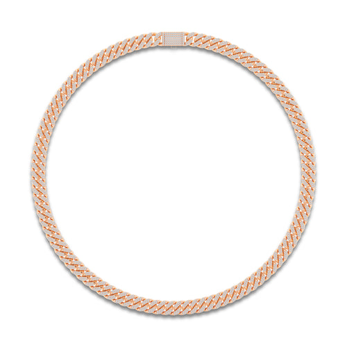 7 1/3 ctw Round Lab Grown Diamond Cuban Link Necklace 14K Rose Gold, DE, VS1
