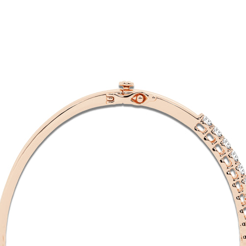 2 ctw Round Lab Grown Diamond Shared Prongs Bangle Bracelet - 7 Inches 14K Rose Gold, DE, VS1 | 2 1/10 ct Center