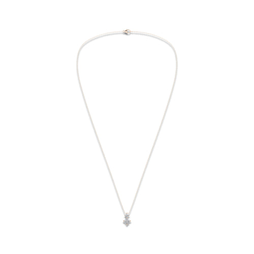 1 ctw Round Lab Grown Diamond Two Stone Pendant with Adjustable Chain 14K Rose Gold, DE, VS1 | 3/4 ct Center