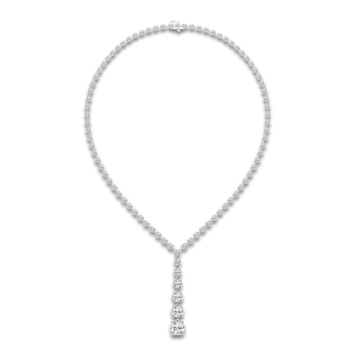 19 5/8 ctw Round Lab Grown Diamond Lariat Tennis Necklace 14K White Gold, DE, VS1