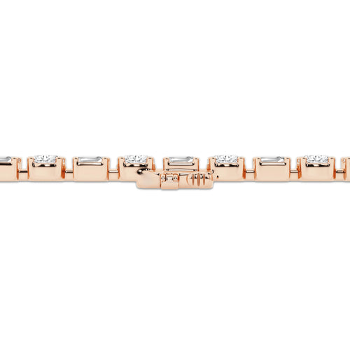 7 1/2 ctw Created Emerald and Oval Lab Grown Diamond Alternating Bracelet - 7 Inches 14K Rose Gold