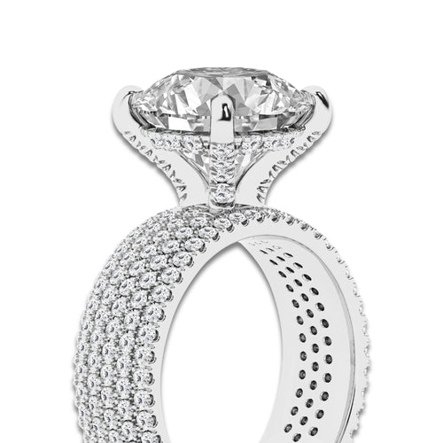 3 7/8 ctw Round Lab Grown Diamond Hidden Halo Engagement Ring Platinum, D, VVS | 3 ct Center