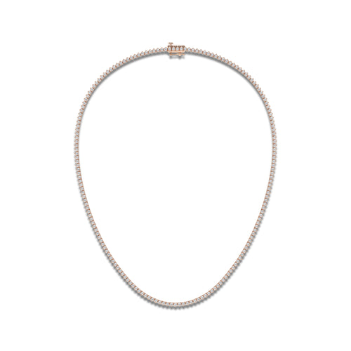 näas 10 ctw Round Lab Grown Diamond Three-Prong Tennis Necklace 14K Rose Gold, DE, VS1