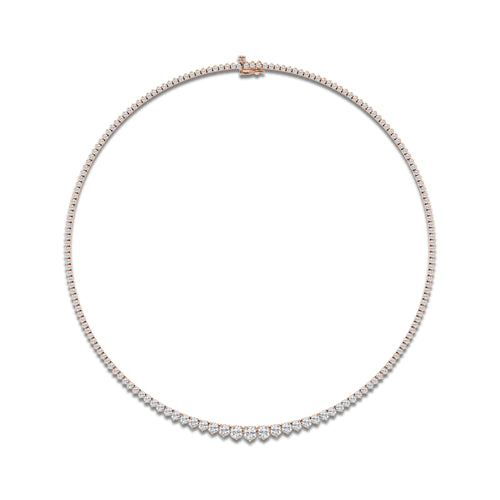 10 ctw Round Lab Grown Diamond Graduated Riviera Necklace 14K Rose Gold, DE, VS1