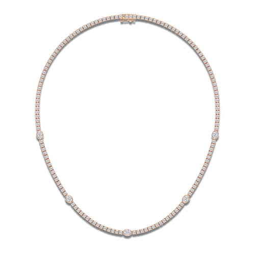 näas Empowering 9 ctw Oval Lab Grown Diamond Station Tennis Necklace 14K Rose Gold 14K Rose Gold, DE, VS1