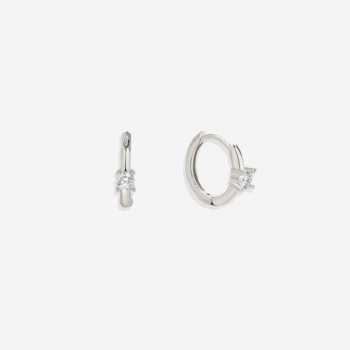 Dainty Single Stone Huggie Hoops