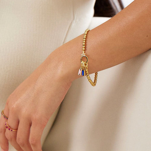 Mint Beaded Birthstone Charm Bracelet