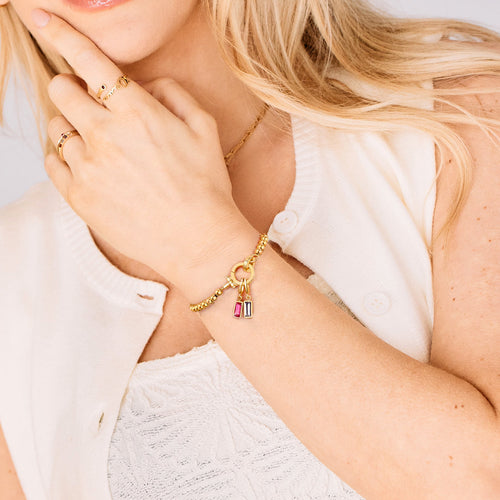 Mint Beaded Birthstone Charm Bracelet