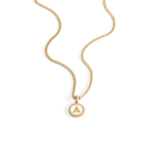 Mother of Pearl Disc Letter Necklace with Cuban Chain