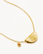 Yellow Gold Vermeil Lotus Birthstone Necklace - November - Citrine