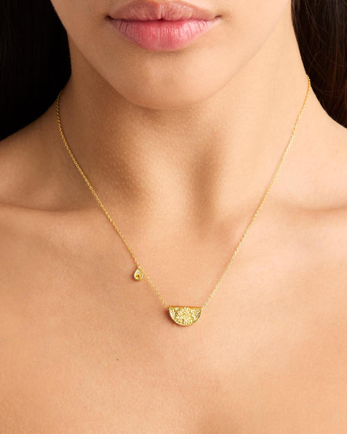Yellow Gold Vermeil Lotus Birthstone Necklace - November - Citrine