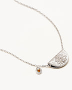 White Gold Vermeil Lotus Birthstone Necklace - November - Citrine