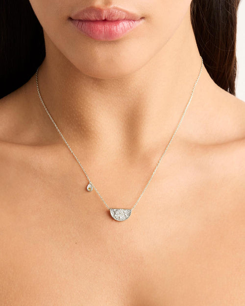 White Gold Vermeil Lotus Birthstone Necklace - November - Citrine