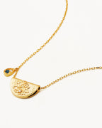 Yellow Gold Vermeil Lotus Birthstone Necklace - December - Blue Topaz