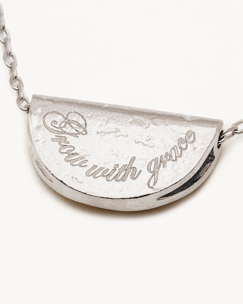 White Gold Vermeil Lotus Birthstone Necklace - December - Blue Topaz