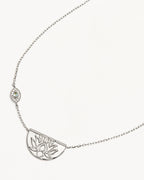 White Gold Vermeil Eye of Peace Lotus Necklace