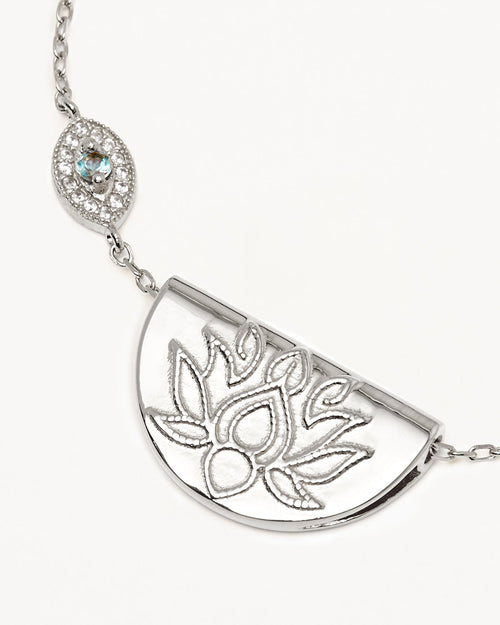 White Gold Vermeil Eye of Peace Lotus Necklace