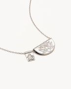 White Gold Vermeil Lotus and Little Buddha Necklace