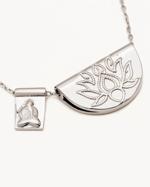 White Gold Vermeil Lotus and Little Buddha Necklace