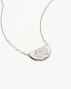White Gold Vermeil Lotus Short Necklace
