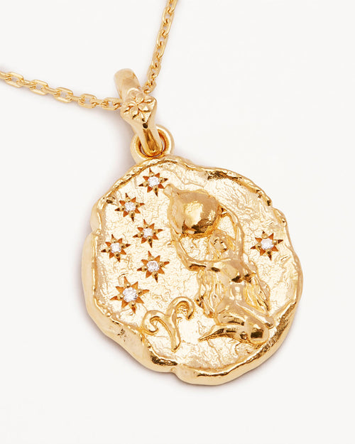 Yellow Gold Vermeil She is Zodiac Necklace - Aries