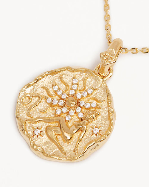 Yellow Gold Vermeil She is Zodiac Necklace - Leo