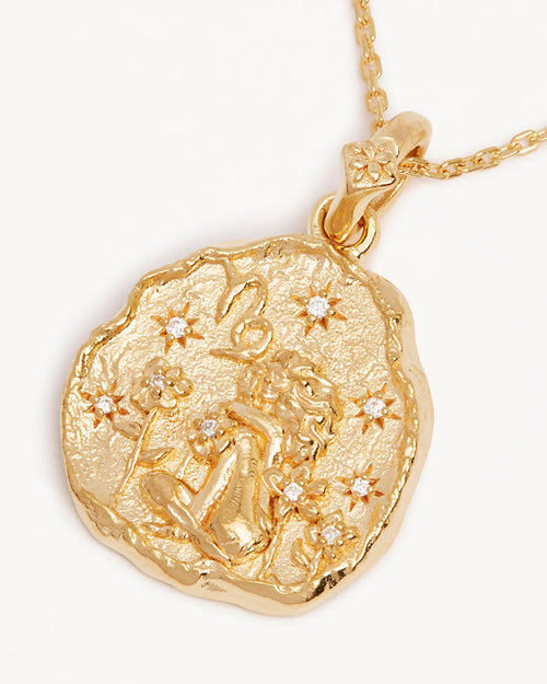 Yellow Gold Vermeil She is Zodiac Necklace - Capricorn