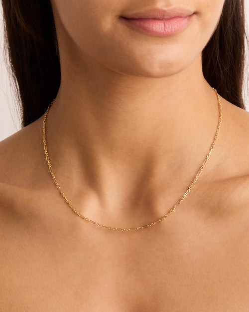 Yellow Gold Vermeil 19" Mixed Link Chain Necklace