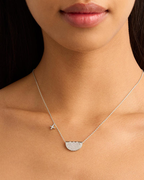 White Gold Vermeil Live In Light Lotus Necklace