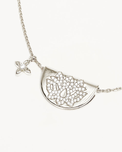 White Gold Vermeil Live In Light Lotus Necklace