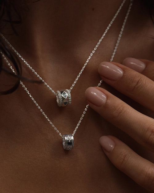 White Gold Vermeil I Am Loved Spinning Meditation Necklace