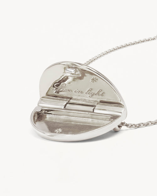 White Gold Vermeil Lotus Locket Necklace