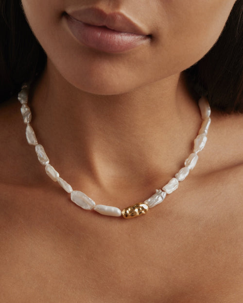 Yellow Gold Vermeil Peace Within Pearl Choker