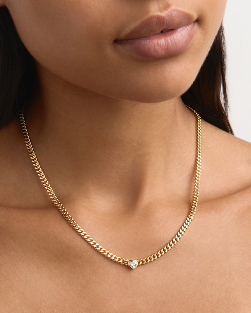 Yellow Gold Vermeil Radiant Heart Curb Choker