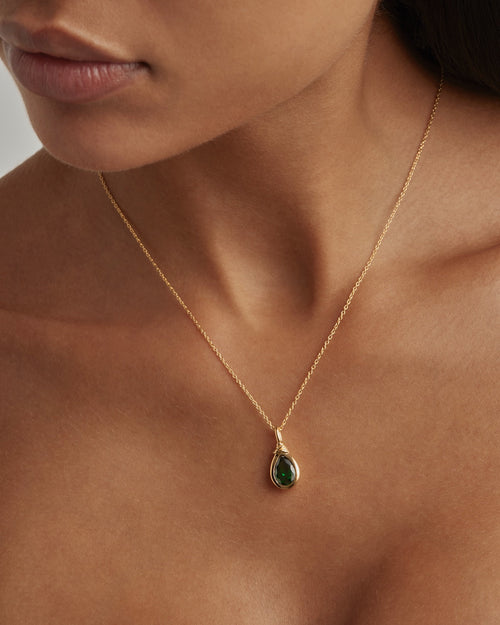 Yellow Gold Vermeil Soul Searching Necklace - Ocean Green
