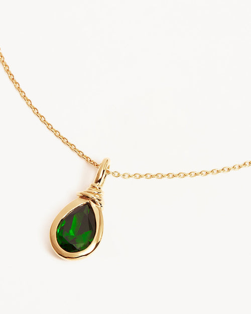 Yellow Gold Vermeil Soul Searching Necklace - Ocean Green