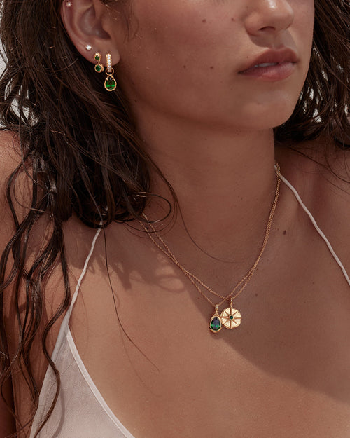 Yellow Gold Vermeil Soul Searching Necklace - Ocean Green