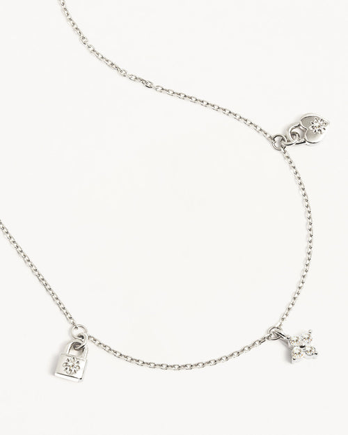 White Gold Vermeil Love Unlocked Charm Choker