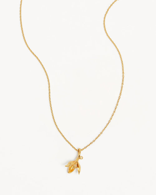 Yellow Gold Vermeil Snowdrop January Birth Flower Necklace