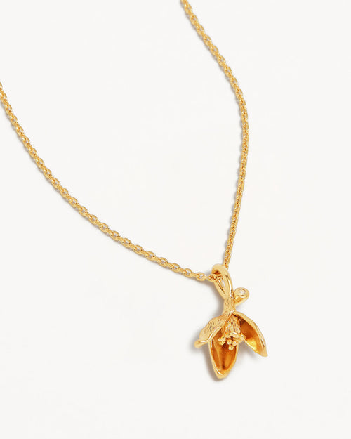 Yellow Gold Vermeil Snowdrop January Birth Flower Necklace
