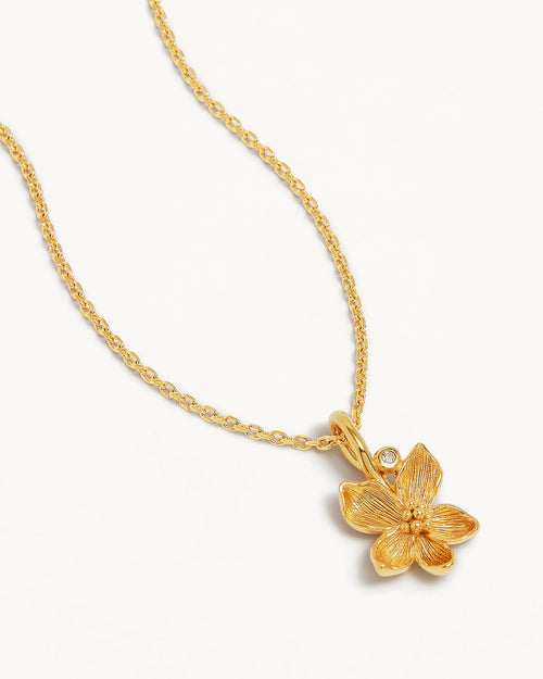 Yellow Gold Vermeil Violet February Birth Flower Necklace